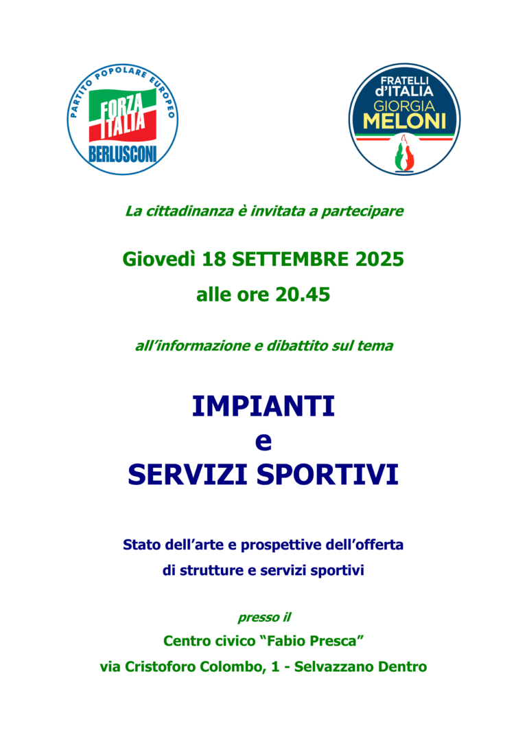 Selvazzano, incontro minoranze/presidenti associazioni sportive in vista del 18 settembre